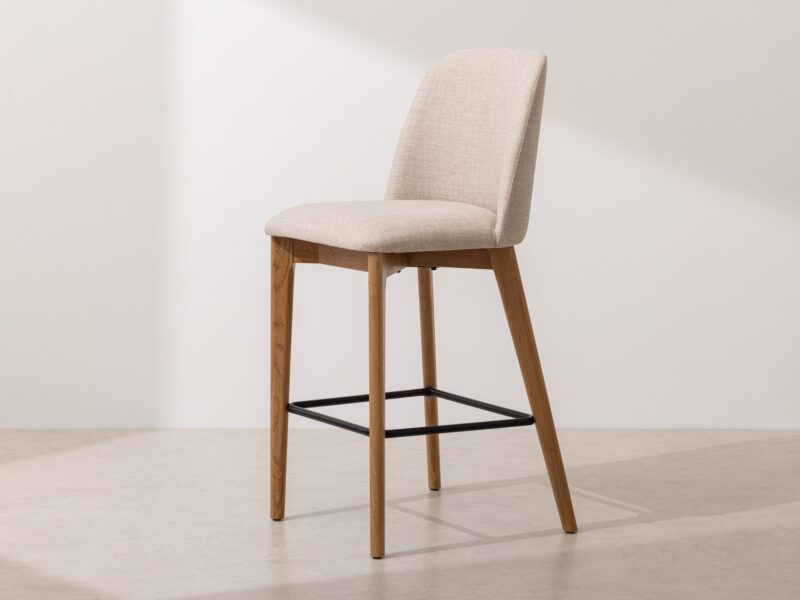 Grain and Frame Natural Solid Oak Bar Stool 03 with Oatmeal Linen 1