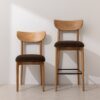 Grain and Frame - Natural Solid Oak Dining Chair 02 and Bar Stool 02 with Chocolate Velvet