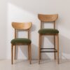 Grain and Frame - Natural Solid Oak Dining Chair 02 and Bar Stool 02 with Green Velvet
