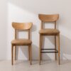 Grain and Frame - Natural Solid Oak Dining Chair 02 and Bar Stool 02 with Light Vegan Leather