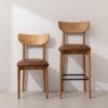 Grain and Frame - Natural Solid Oak Dining Chair 02 and Bar Stool 02 with Tan Vegan Leather