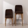 Grain and Frame - Natural Solid Oak Dining Chair 03 and Bar Stool 03 with Chocolate Velvet