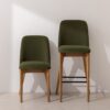 Grain and Frame - Natural Solid Oak Dining Chair 03 and Bar Stool 03 with Green Velvet