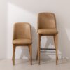 Grain and Frame - Natural Solid Oak Dining Chair 03 and Bar Stool 03 with Light Vegan Leather