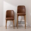 Grain and Frame - Natural Solid Oak Dining Chair 03 and Bar Stool 03 with Tan Vegan Leather