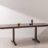 Dark solid oak Dining Table 02, extended with two leaves