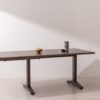 Dark solid oak Dining Table 02, extended with one leaf