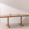 Natural solid oak Dining Table 02, extended with two leaves