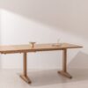Natural solid oak Dining Table 02, extended with one leaf